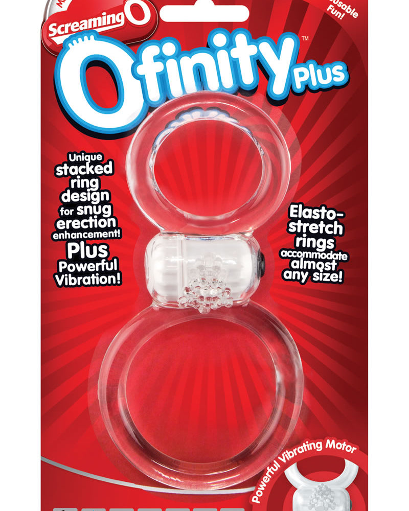 Ofinity Plus Super Stretchy Vibrating Double Silicone Cockring Waterproof Clear