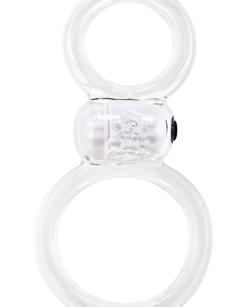 Ofinity Plus Super Stretchy Vibrating Double Silicone Cockring Waterproof Clear