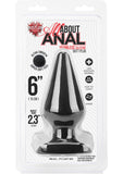 Hustler All About Anal Seamless Silicone Butt Plug Black 6 Inch