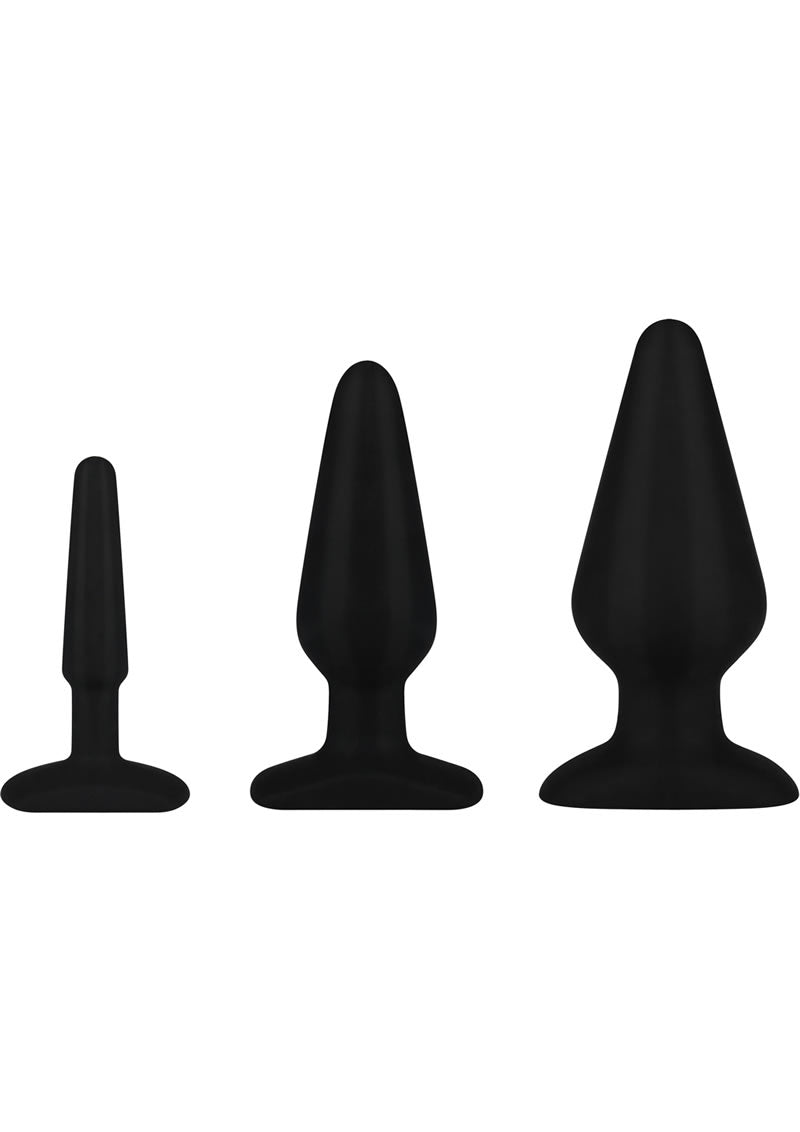 Hustler All About Anal Training Kit Silicone Anal Plugs Black 3 Each Per Kit