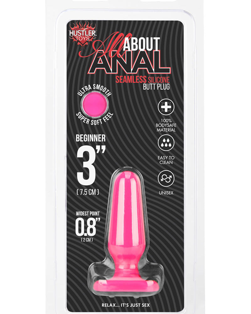 Hustler All About Anal Seamless Silicone Butt Plug Pink 3 Inch