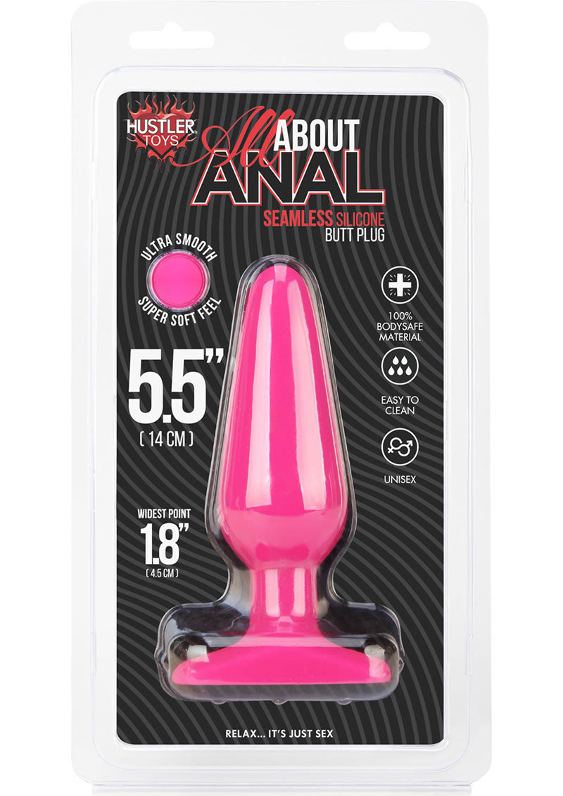 Hustler All About Anal Seamless Silicone Butt Plug Pink 5.5 Inch