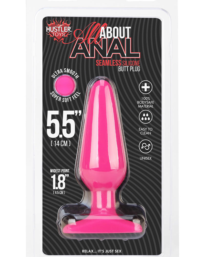 Tapón anal de silicona sin costuras Hustler All About Anal de 5,5 pulgadas, color rosa