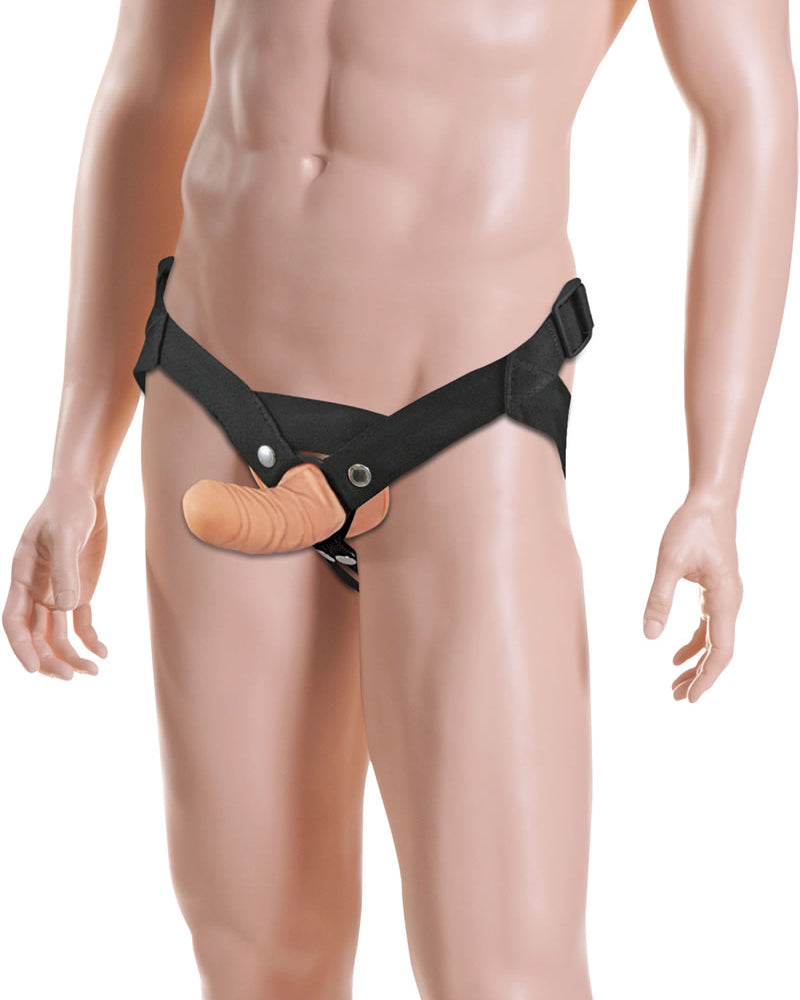 Everlaster Stud Hollow Dong With Strap On Harness Adjustable 6.5 Inch Dildo