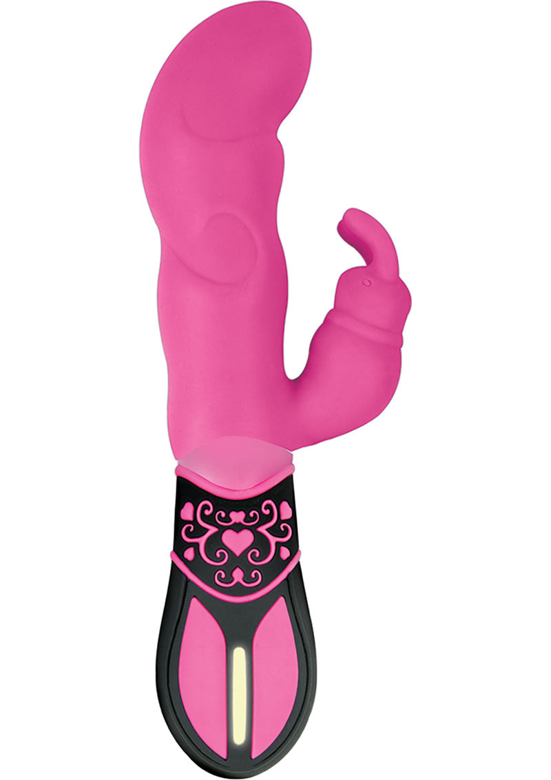 Ravishing 10 Function Rabbit Lover Silicone Vibe Waterproof Pink 7.75 Inch