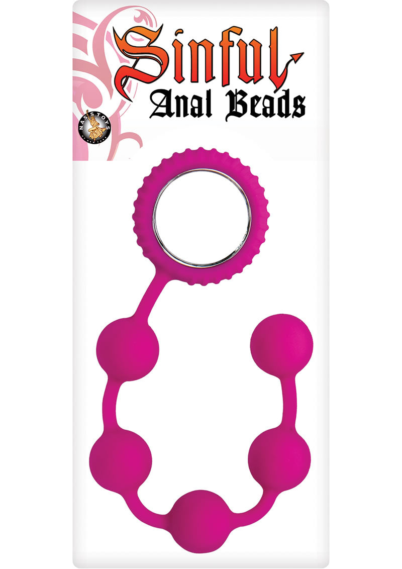 Sinful Anal Beads Silicone Pink 12 Inch