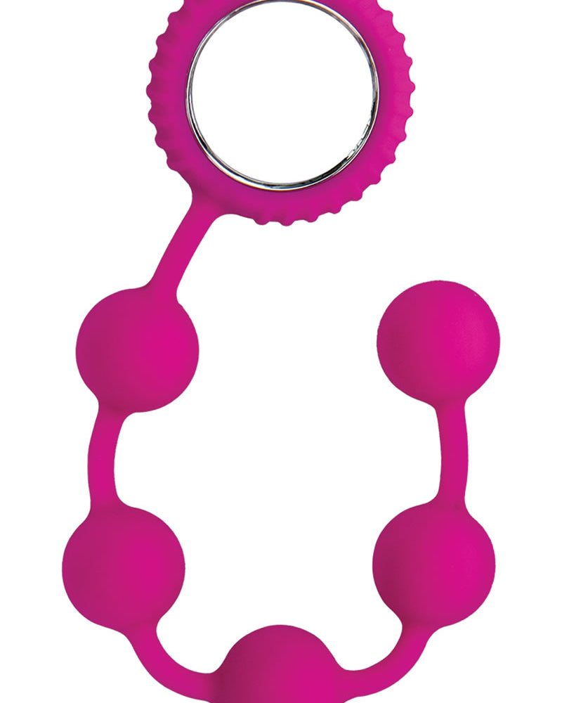 Perlas anales pecaminosas de silicona de color rosa de 12 pulgadas