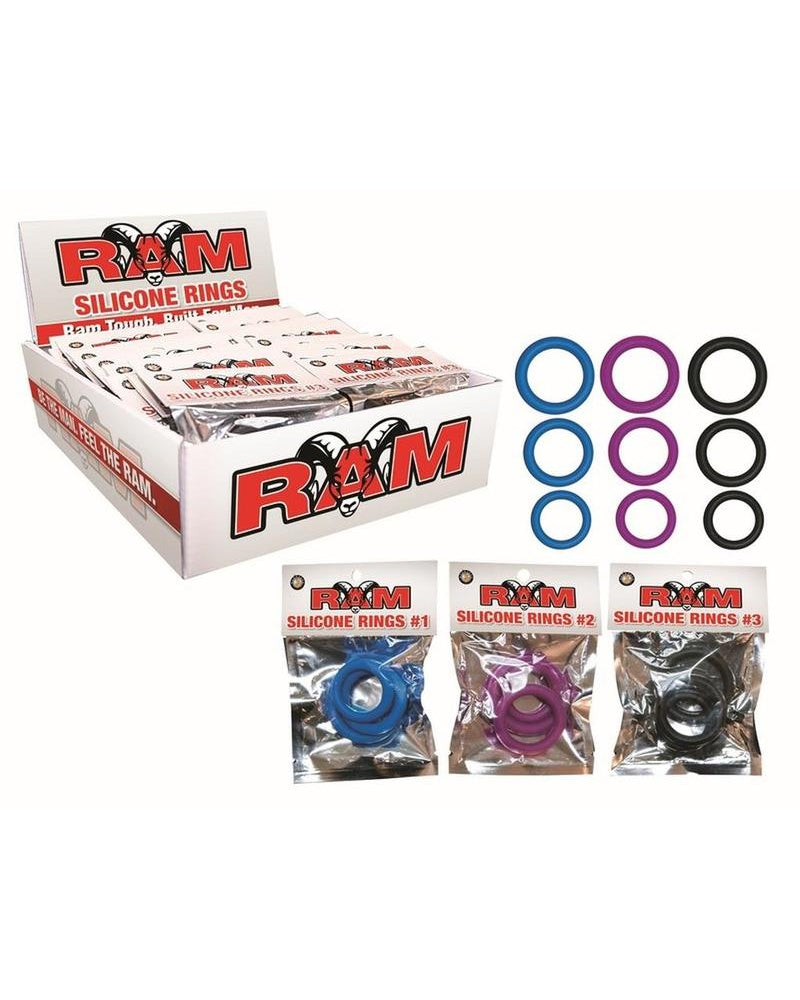 Ram Silicone Rings 3 Pack POP Box 24 Each Per Display
