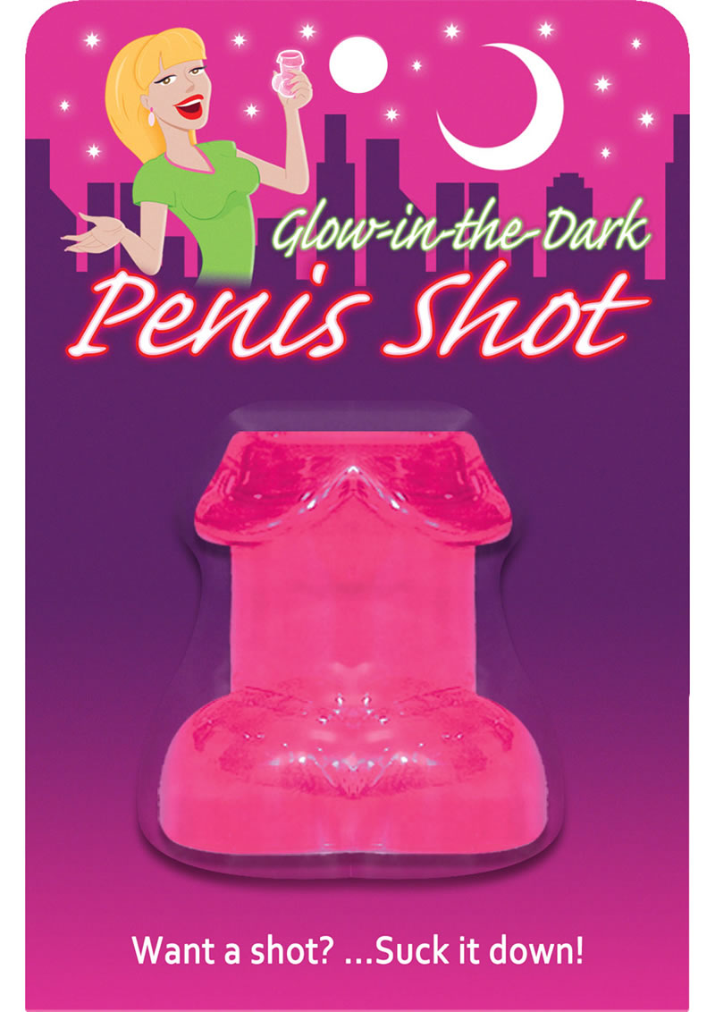 Vaso de chupito con forma de pene que brilla en la oscuridad, color rosa