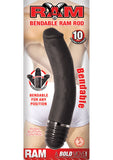 Ram Bendable Ram Rod Silicone Vibrating Dong Waterproof Black 7.75 Inch