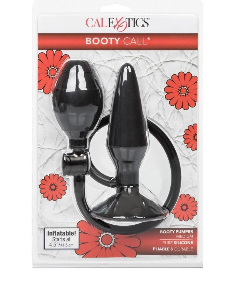 Tapón anal inflable de silicona Booty Call Booty Pumper, tamaño mediano, color negro