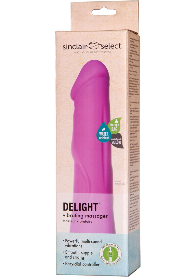 Masajeador vibratorio de silicona Delight de Sinclair Select resistente al agua en color rosa