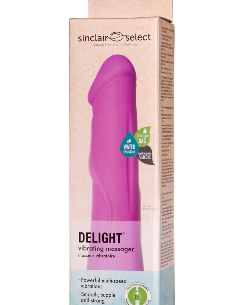 Masajeador vibratorio de silicona Delight de Sinclair Select resistente al agua en color rosa