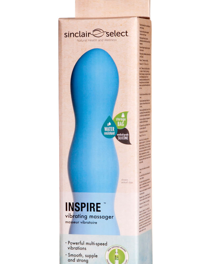 Masajeador vibratorio de silicona Inspire de Sinclair Select, resistente al agua, color azul