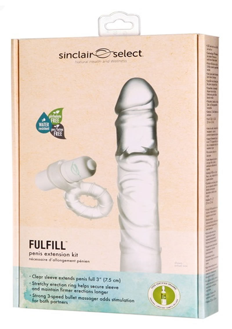 Kit de extensión de pene Sinclair Select Fulfill, resistente al agua, transparente, 8 pulgadas