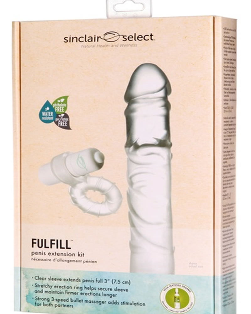 Kit de extensión de pene Sinclair Select Fulfill, resistente al agua, transparente, 8 pulgadas