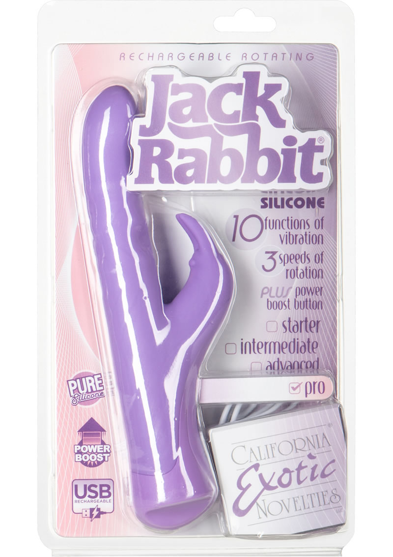 Vibrador recargable giratorio de silicona Jack Rabbit Dual Vibe resistente al agua, morado, 4,75 pulgadas