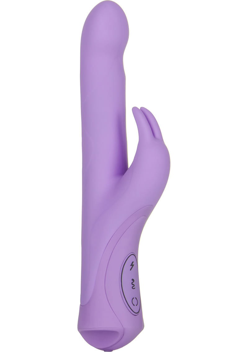 Vibrador recargable giratorio de silicona Jack Rabbit Dual Vibe resistente al agua, morado, 4,75 pulgadas