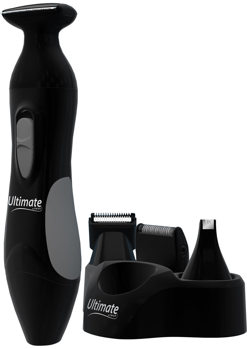 Kit de afeitado personal todo en uno Swan Ultimate para hombres, color negro