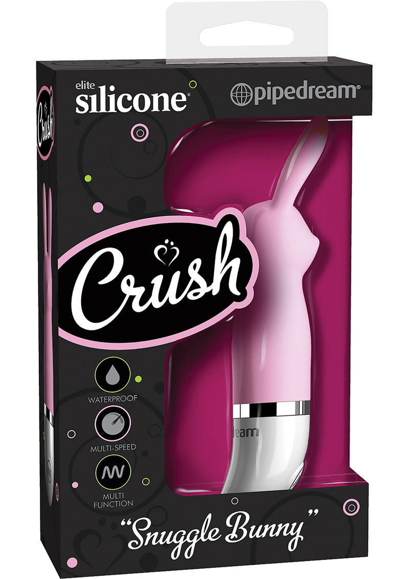 Mini vibrador de silicona Crush Snuggle Bunny, resistente al agua, color rosa, 2,25 pulgadas