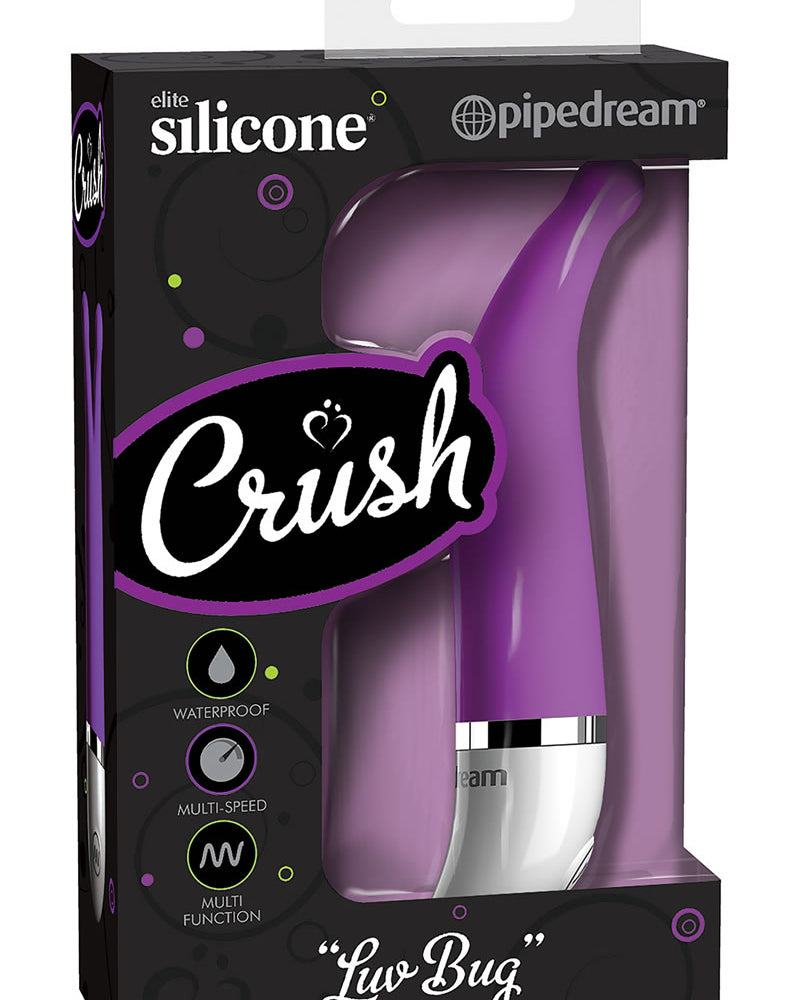 Mini vibrador de silicona Crush Luv Bug resistente al agua, morado, 2,25 pulgadas