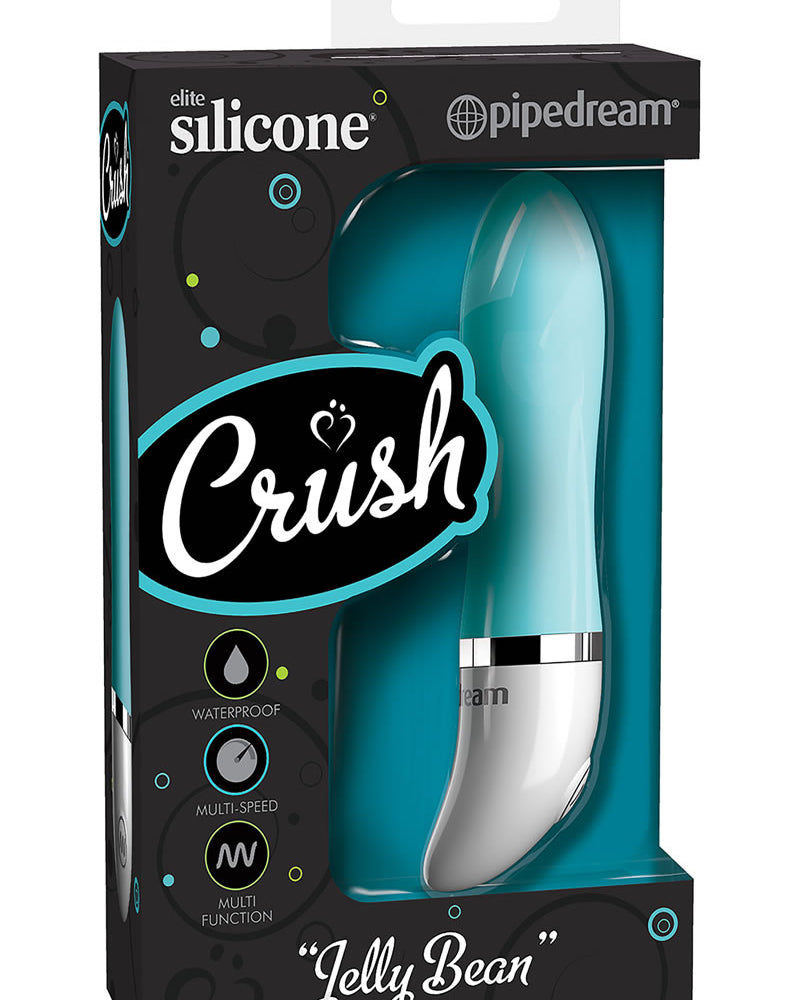Mini vibrador de silicona Crush Jelly Bean resistente al agua, color turquesa, 2,25 pulgadas