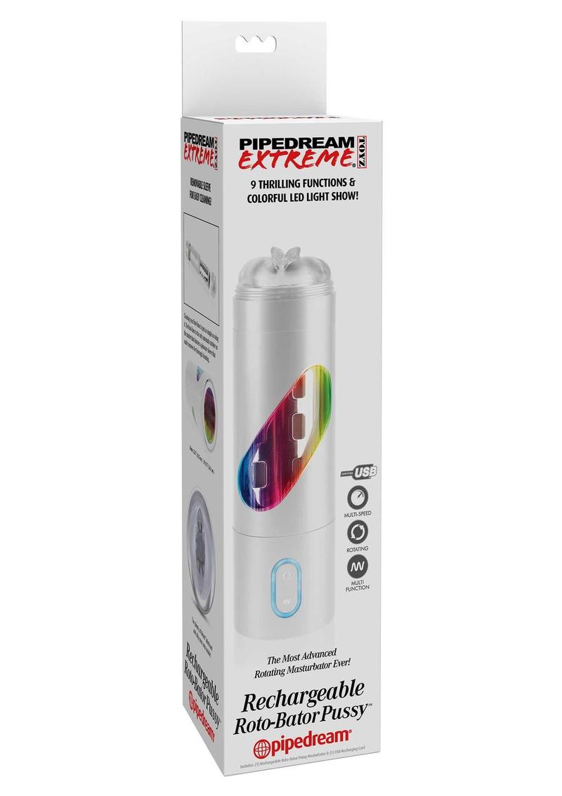 Pipedream Extreme Rechargeable Light Up Roto-Bator Pussy Masturbator