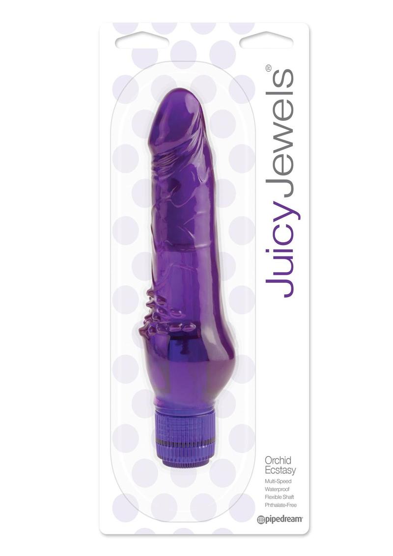 Vibrador de gelatina Juicy Jewels Orchid Ecstasy resistente al agua, morado, 8,5 pulgadas