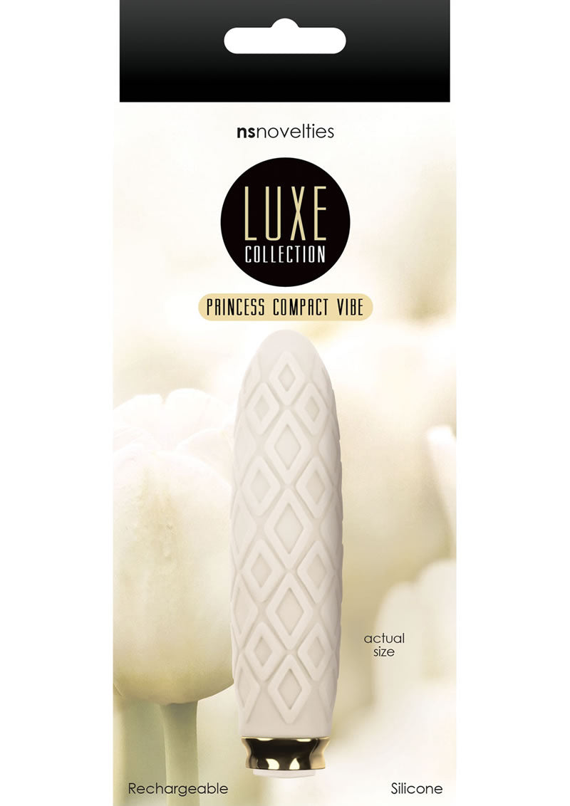 Vibrador compacto de silicona recargable resistente al agua color marfil de Luxe Collection Princess