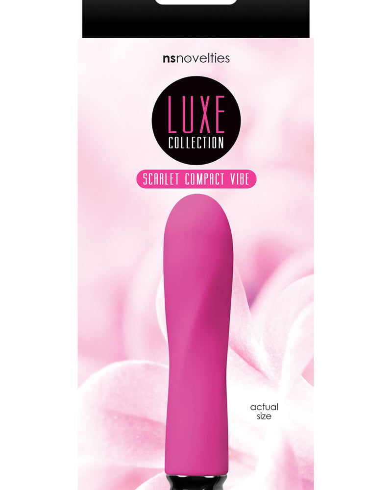 Vibrador compacto de silicona recargable y resistente al agua de color rosa de Luxe Collection Scarlet