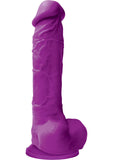 Colours Pleasures Realistic Silicone Dong With Balls Purple 8 Inch