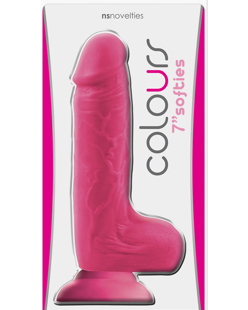 Colours Softies Realistic Dildo With Balls Pink 7 Inch