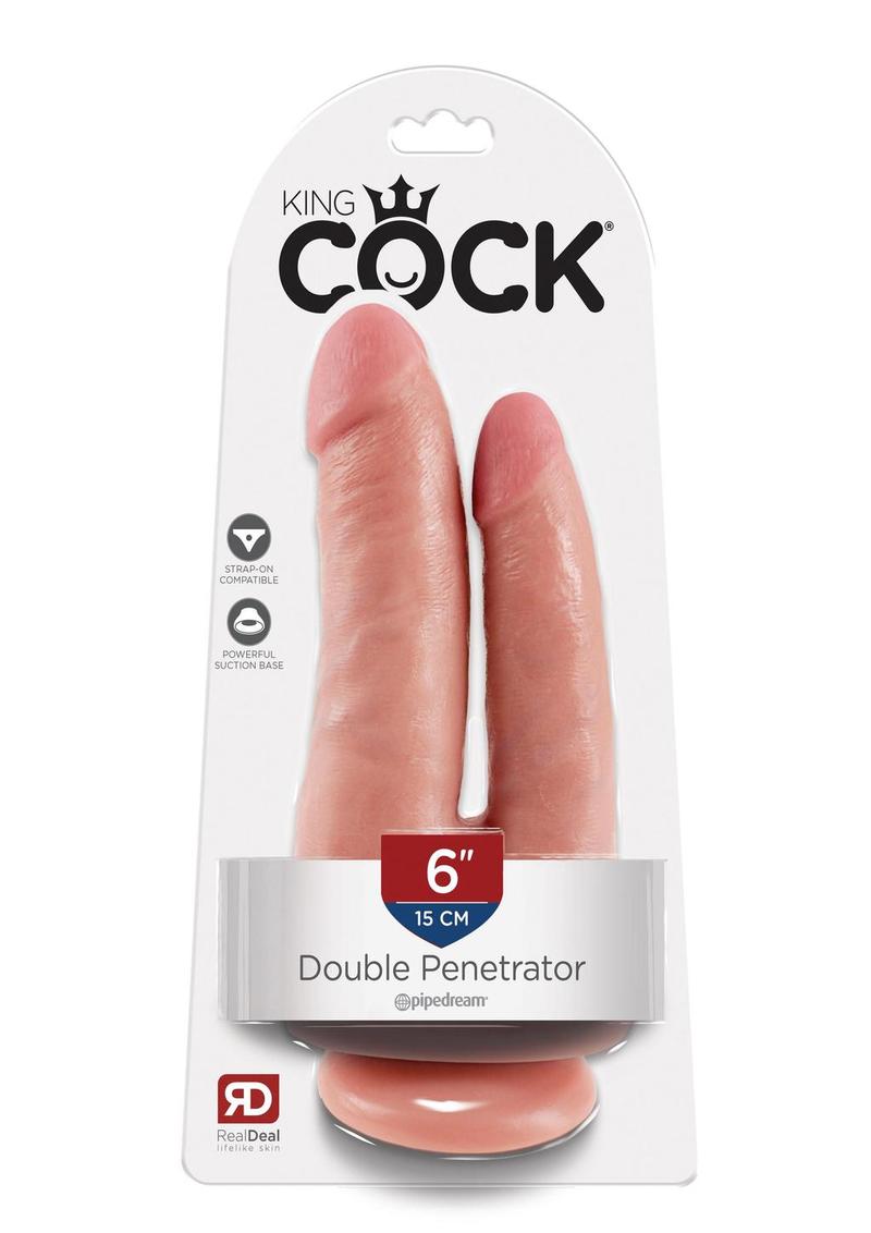 Consolador doble penetrador King Cock color carne