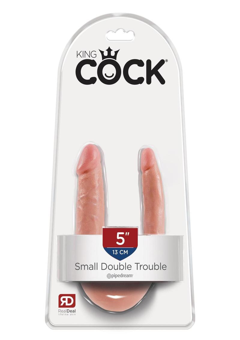 King Cock U-Shaped Small Double Trouble Dildo Flesh