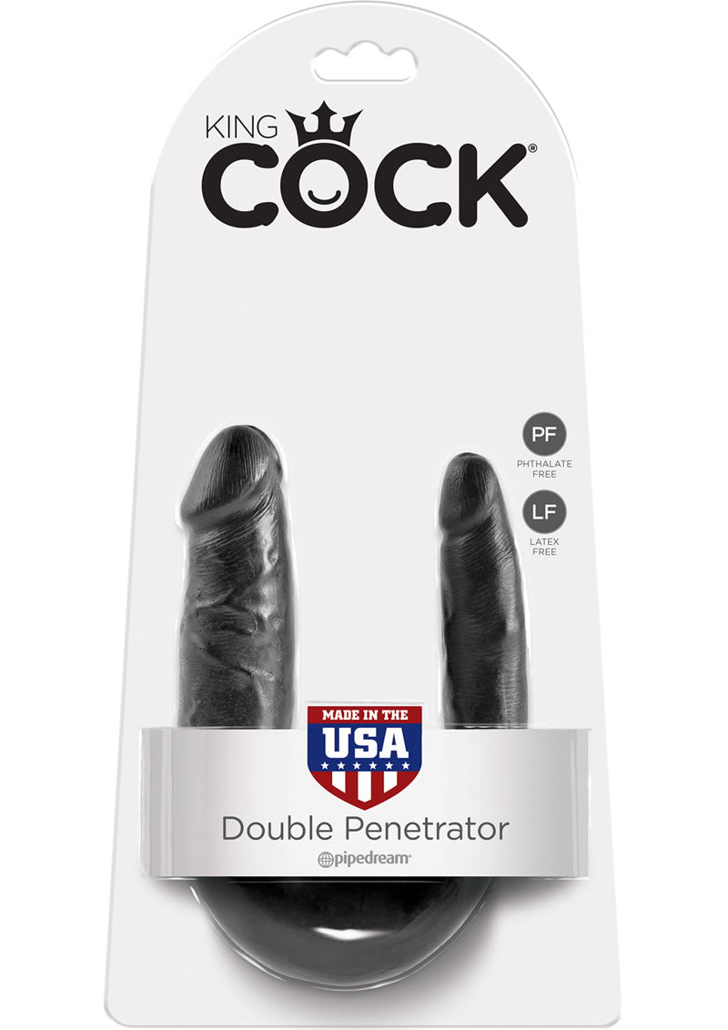 King Cock U-Shaped Small Double Trouble Dildo Black