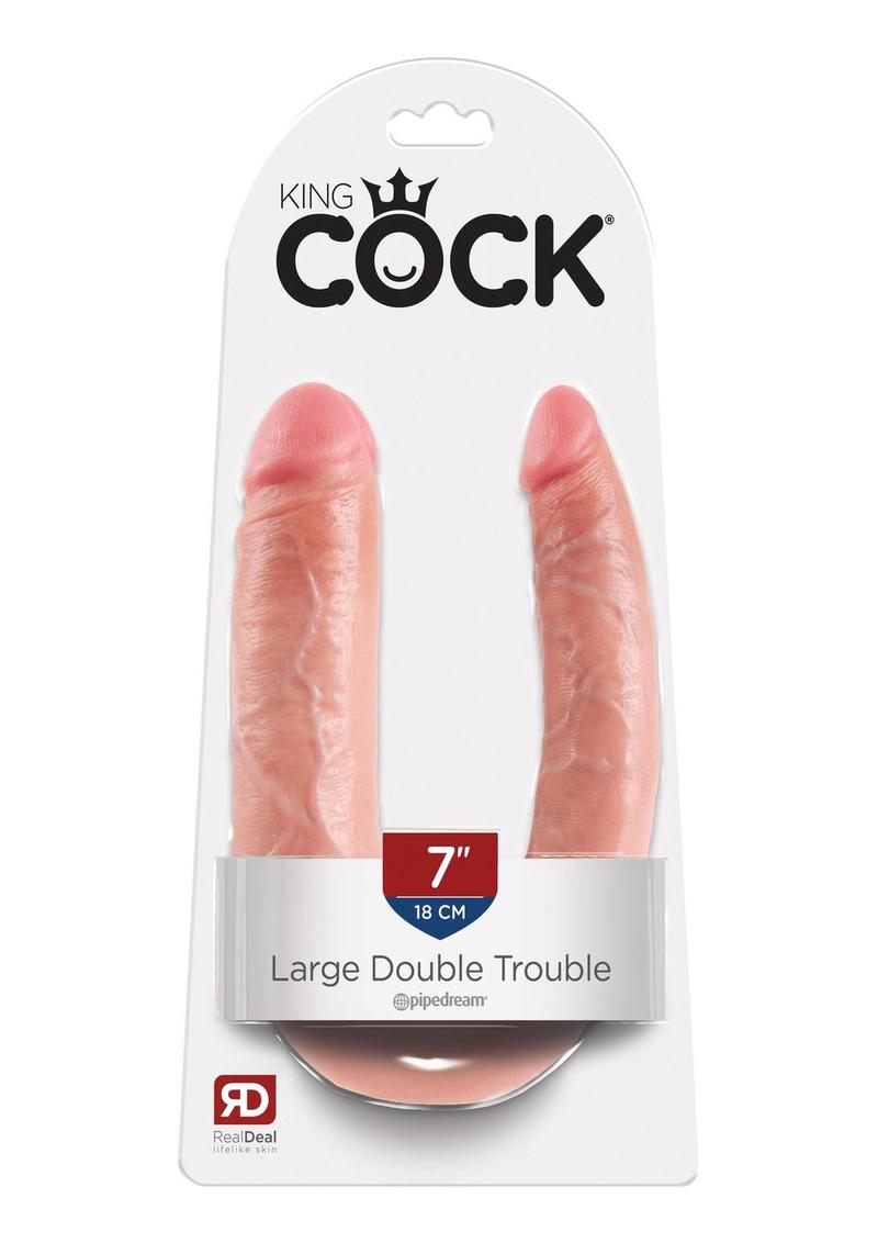 King Cock U-Shaped Large Double Trouble Dildo Flesh