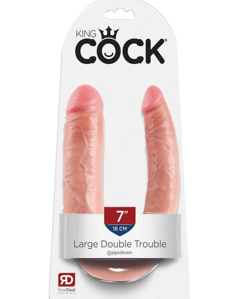 King Cock U-Shaped Large Double Trouble Dildo Flesh