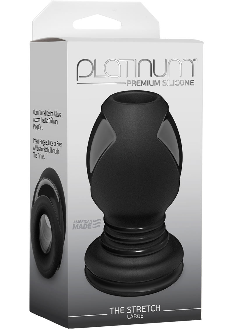 Tapón expansor anal elástico de silicona premium de platino, grande, negro, 4,6 pulgadas