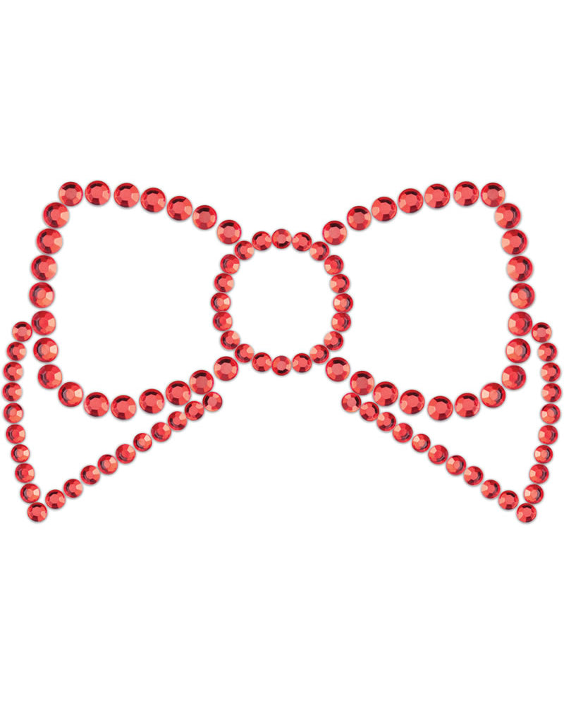 Bijoux Indiscrets Body Decorations Mimi Rhinestone Pasties Bow Red 2 Each Per Pack