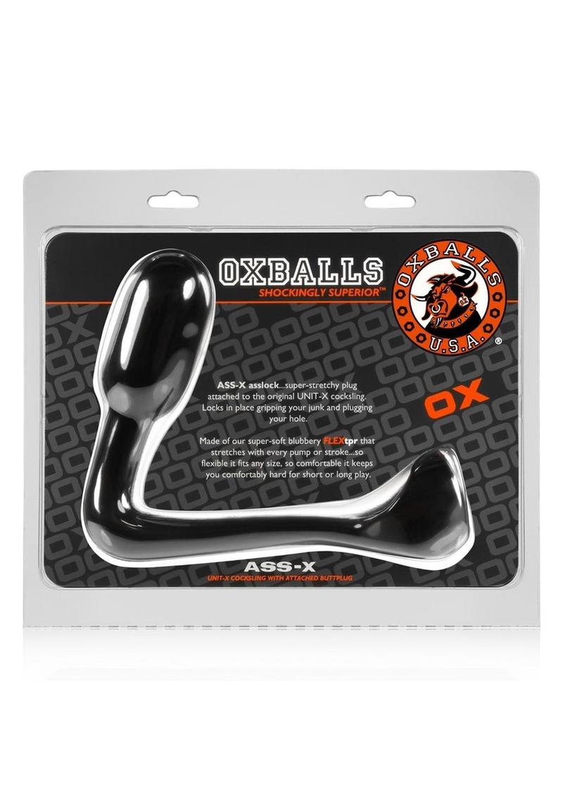 Atomic Jock Ass-X Ass-Lock - Arnés para pene con tapón anal, color negro, 11 pulgadas