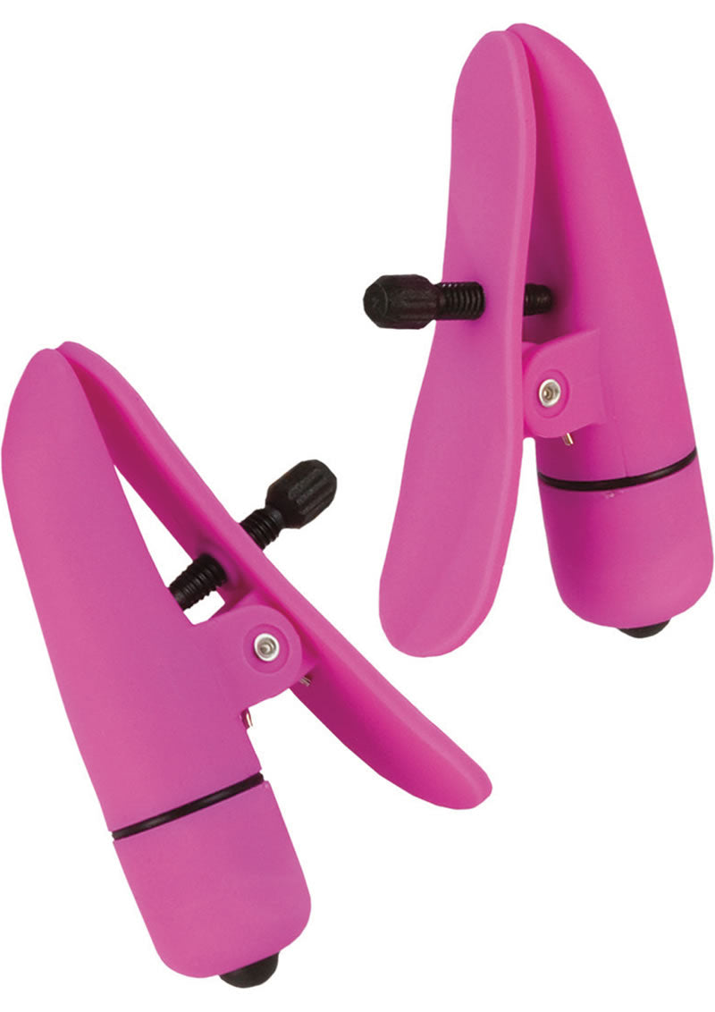 Pinzas vibradoras Nipple Play Nipplettes resistentes al agua de color rosa