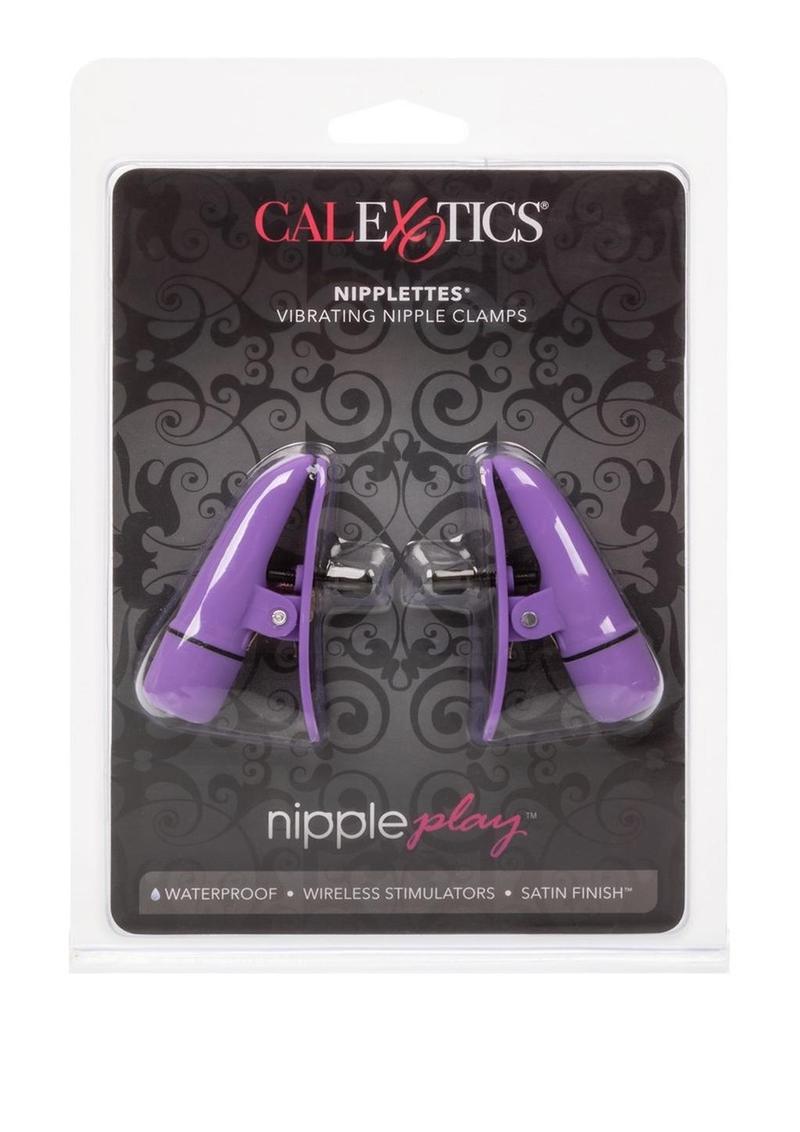 Pinzas vibradoras Nipple Play Nipplettes resistentes al agua color morado