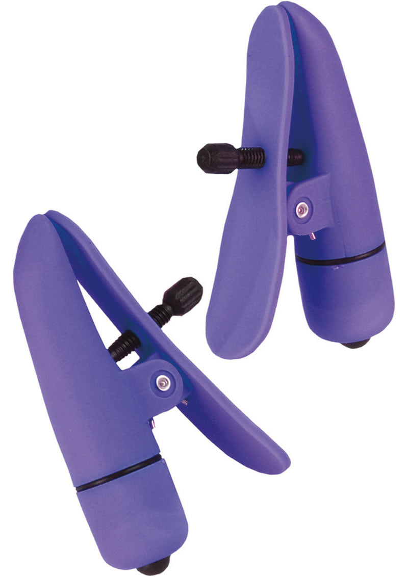 Pinzas vibradoras Nipple Play Nipplettes resistentes al agua color morado