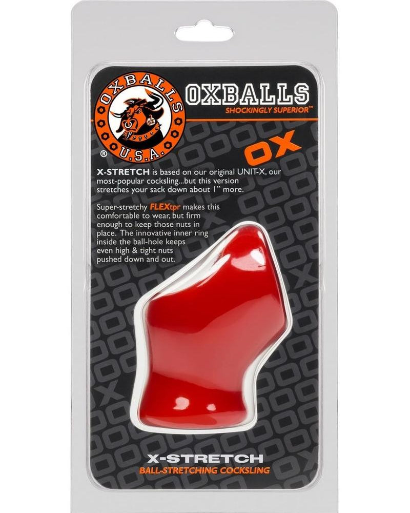 Atomic Jock Unit X Stretch - Anillo para el pene con extensor de testículos, color rojo, 3 pulgadas