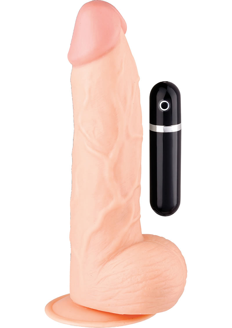 Maxx Men - Pene recto vibrador resistente al agua color carne de 9,5 pulgadas