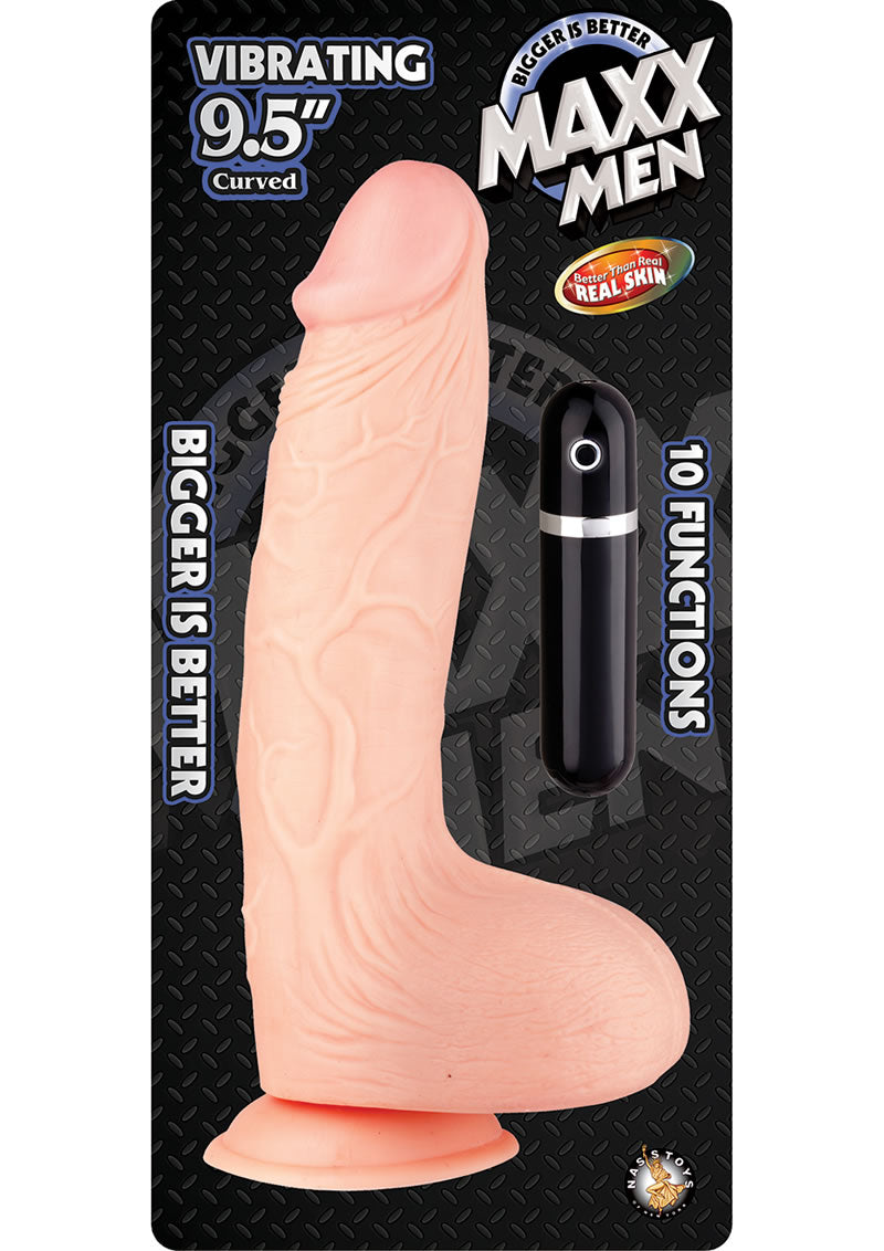 Pene curvo con 10 funciones y vibración Maxx Men de 9,5 pulgadas