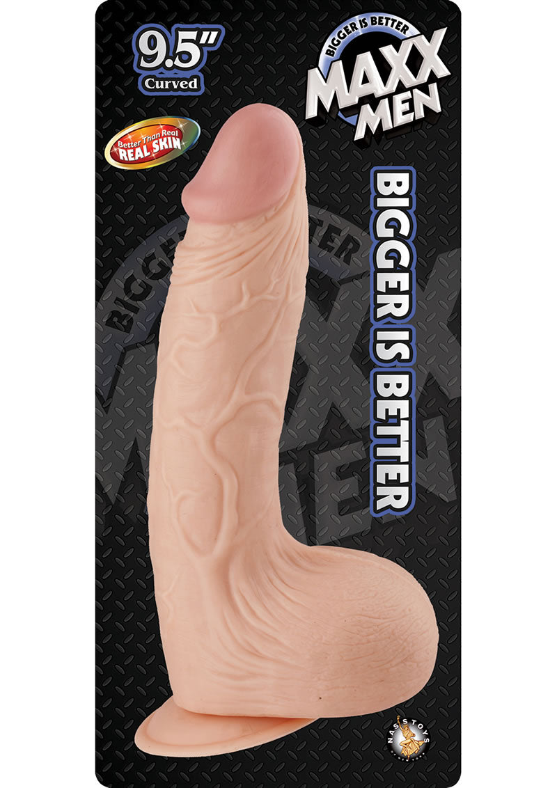 Maxx Men Curved Realistic Dildo Waterproof Flesh 9.5 Inch