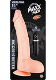 Pene vibrador curvo Maxx Men resistente al agua de 11 pulgadas en color carne