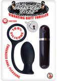 Tapón anal de silicona con anillo para el pene y control remoto inalámbrico Mach Tuff Vibrating Butt Thriller, color negro, 3,3 pulgadas