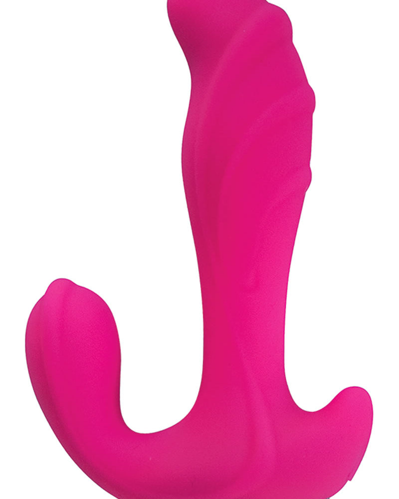 Amore Three Way Lover Vibrador de silicona recargable, resistente al agua, color rosa, 5,9 pulgadas